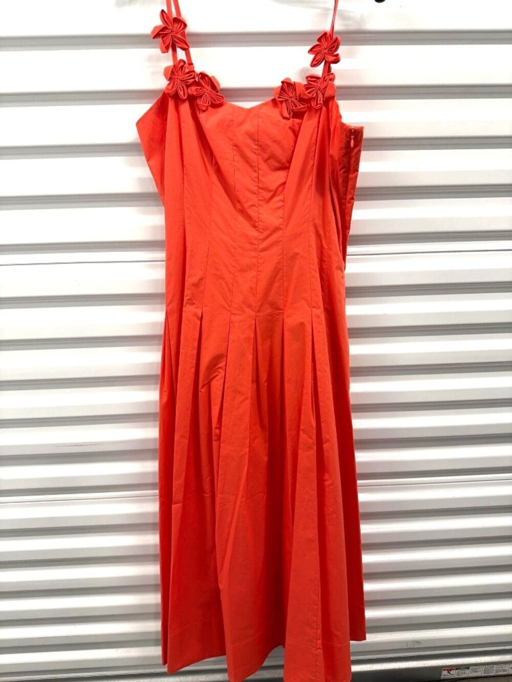 Rebecca Taylor Priya Poplin Midi Dress Coral Womens Size 10 - Picture 7 of 10